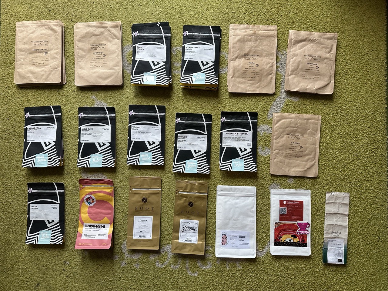 collection of coffee bean bags